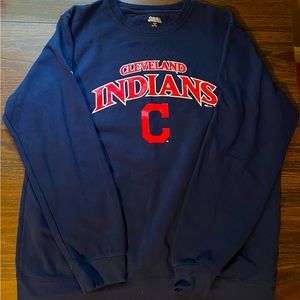 Stitches Sweatshirt Adult XL Blue Cleveland Indians MLB Baseball Crewneck Wahoo